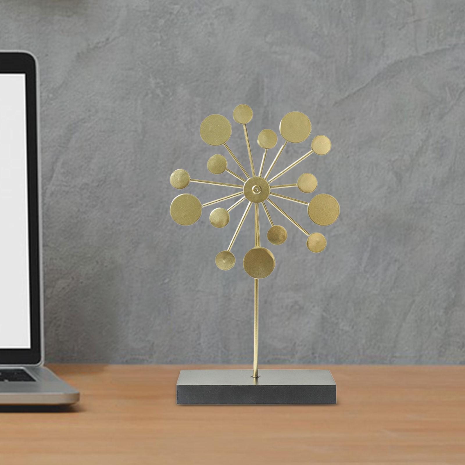 Metal Figurine Desk Round Leaves Statue for Hallway Living Room Housewarming