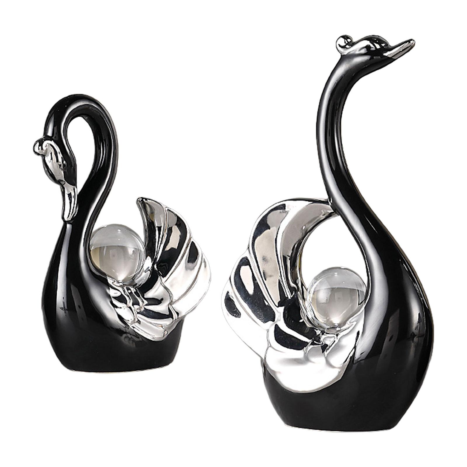 Swan Figurines Black