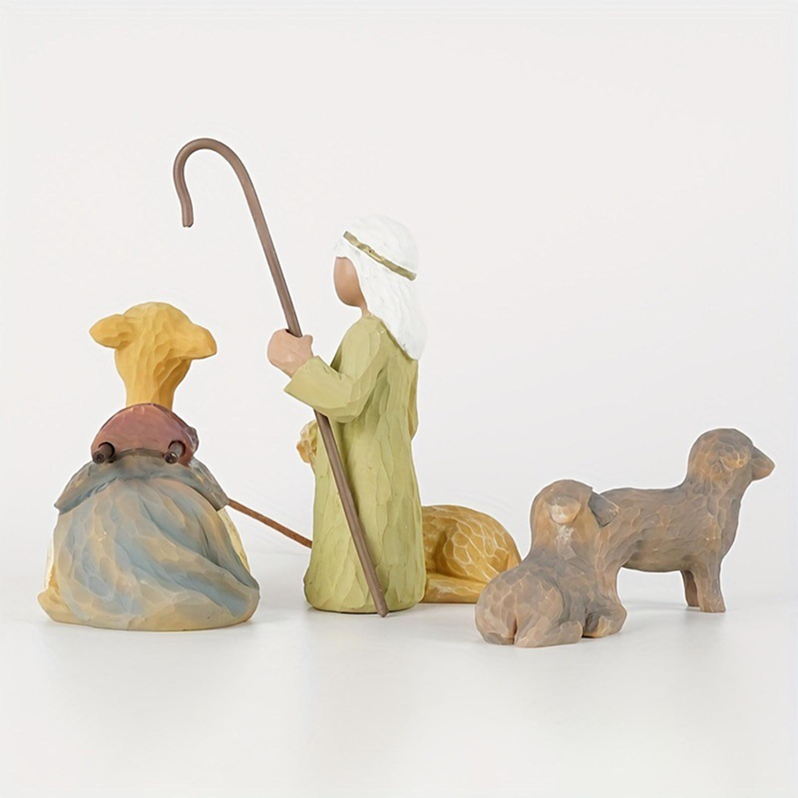 Shepherd and Stable Animals Figurines Gifts for Bedroom Living Room Tabletop