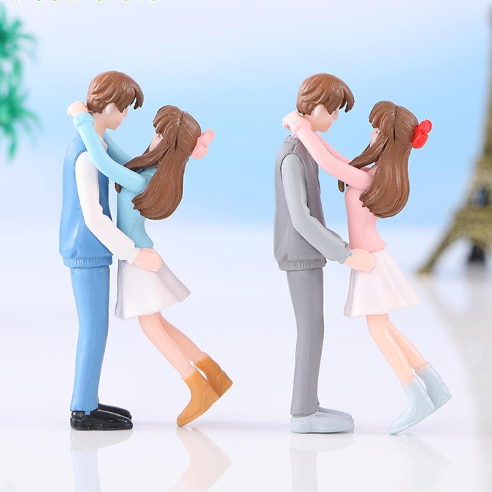 Lover Figurine Bookshelf Bedroom Wedding Romantic Couple Figurine blue