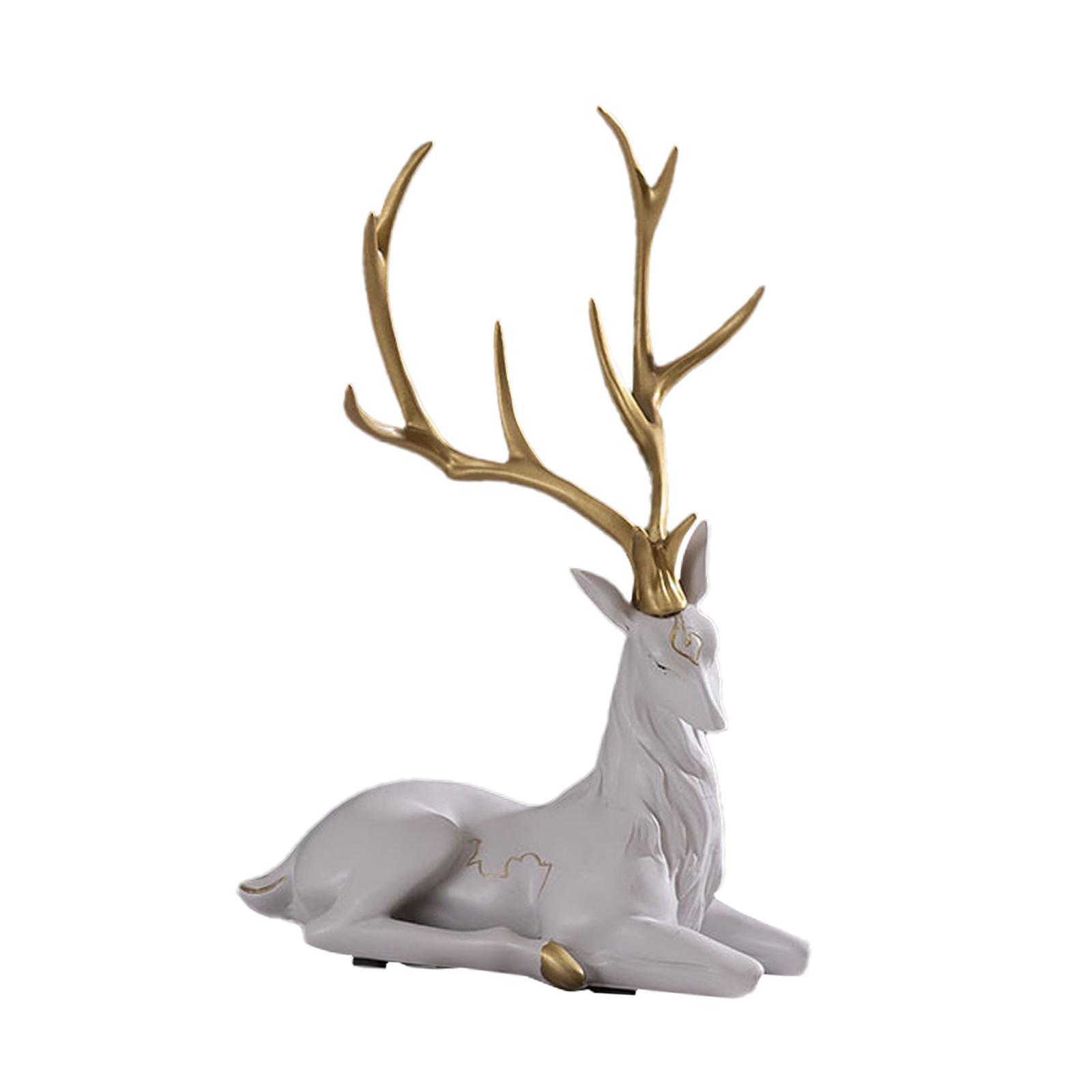 Elk Figurine White Sitting