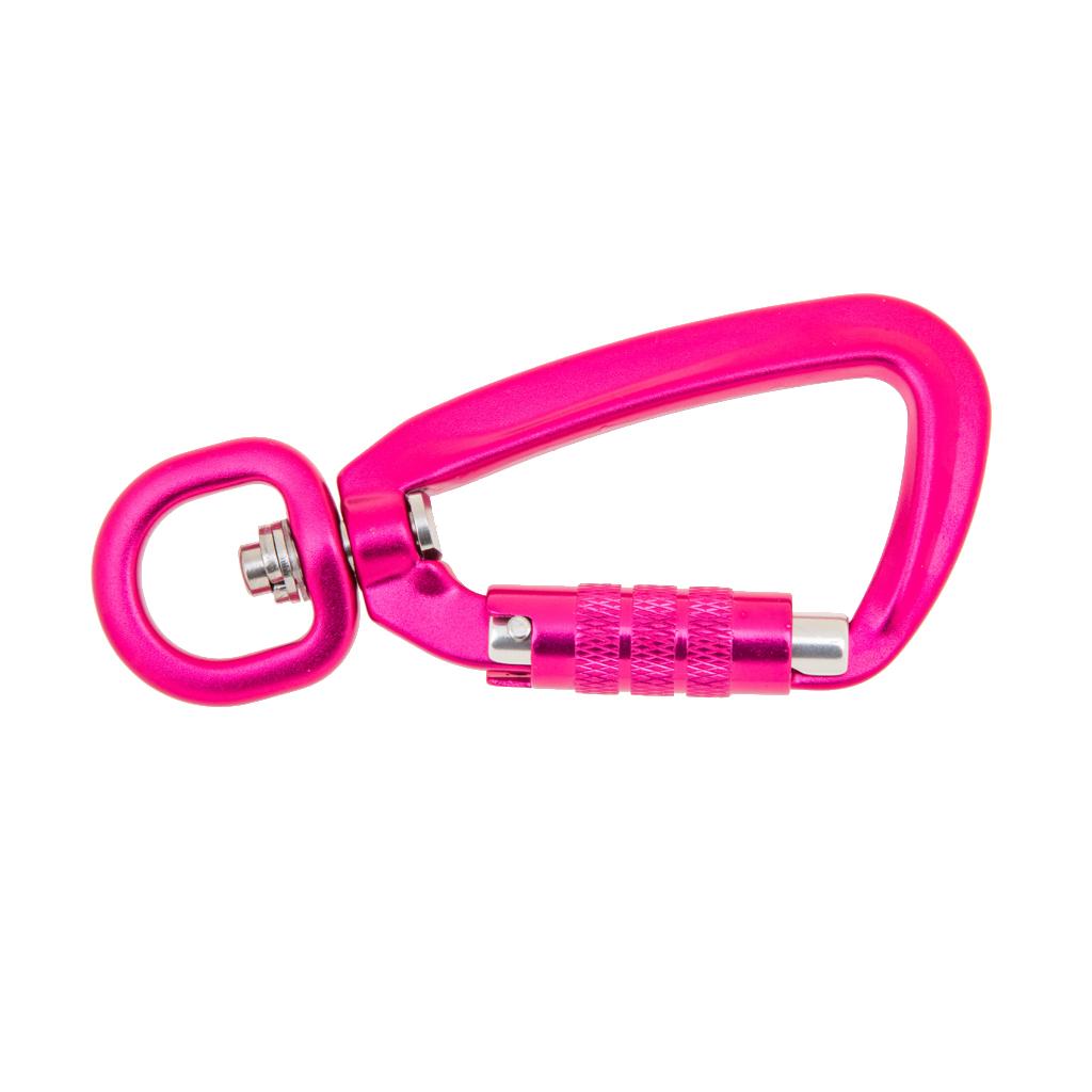 500KG Auto Locking Carabiner Rotating Ring Outdoor Keychain Hook Rose Red