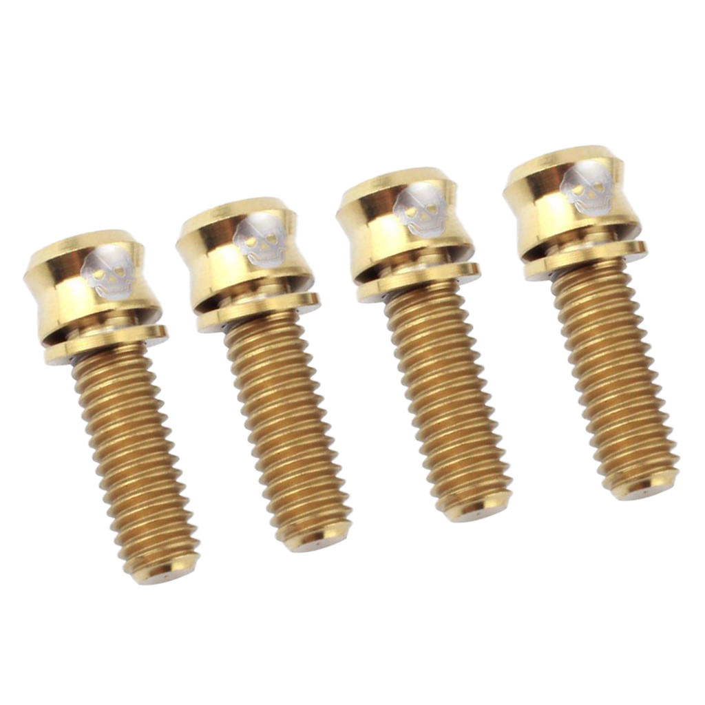 4 Pieces Road Bike Bicycle Disc Brake / Handlebar Stem Screw M6x17 Gold