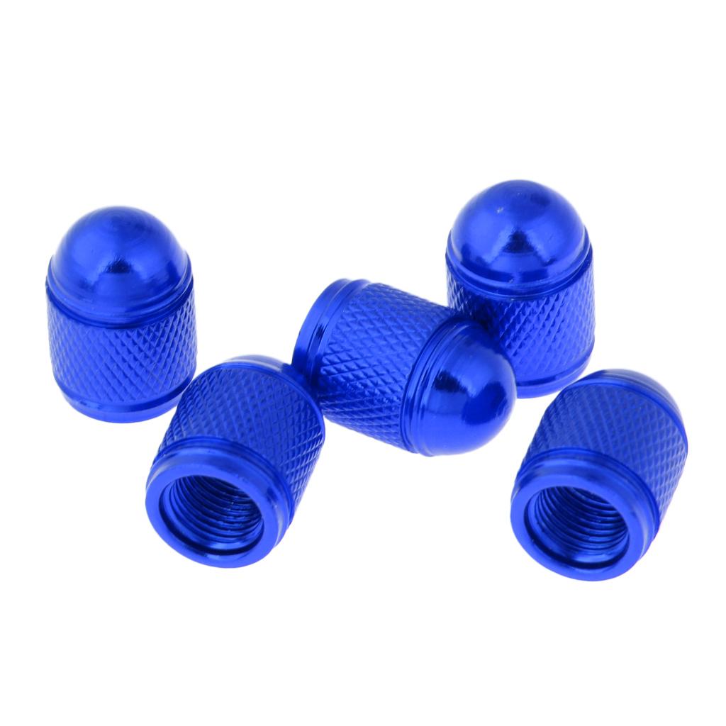 5 Pieces Aluminum Bicycle Bike Schrader Air Valve Dust Cap Cover Blue