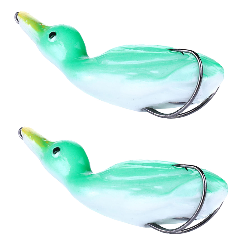 2pcs Floating Duck Lure 10.5cm Bass Bait Fishing Tackle Green