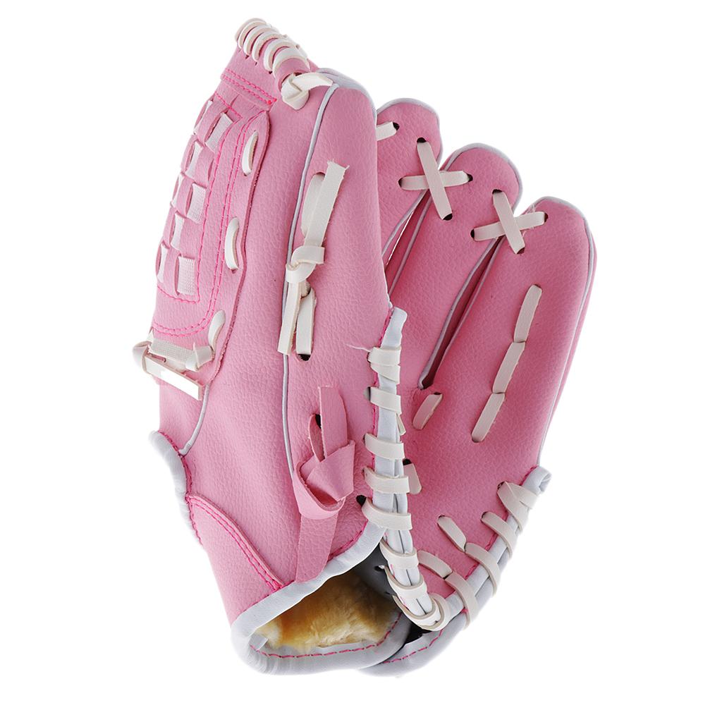 Left Handed Softball Glove Leather Wear-resistant Youth Baseball Mitt Pink