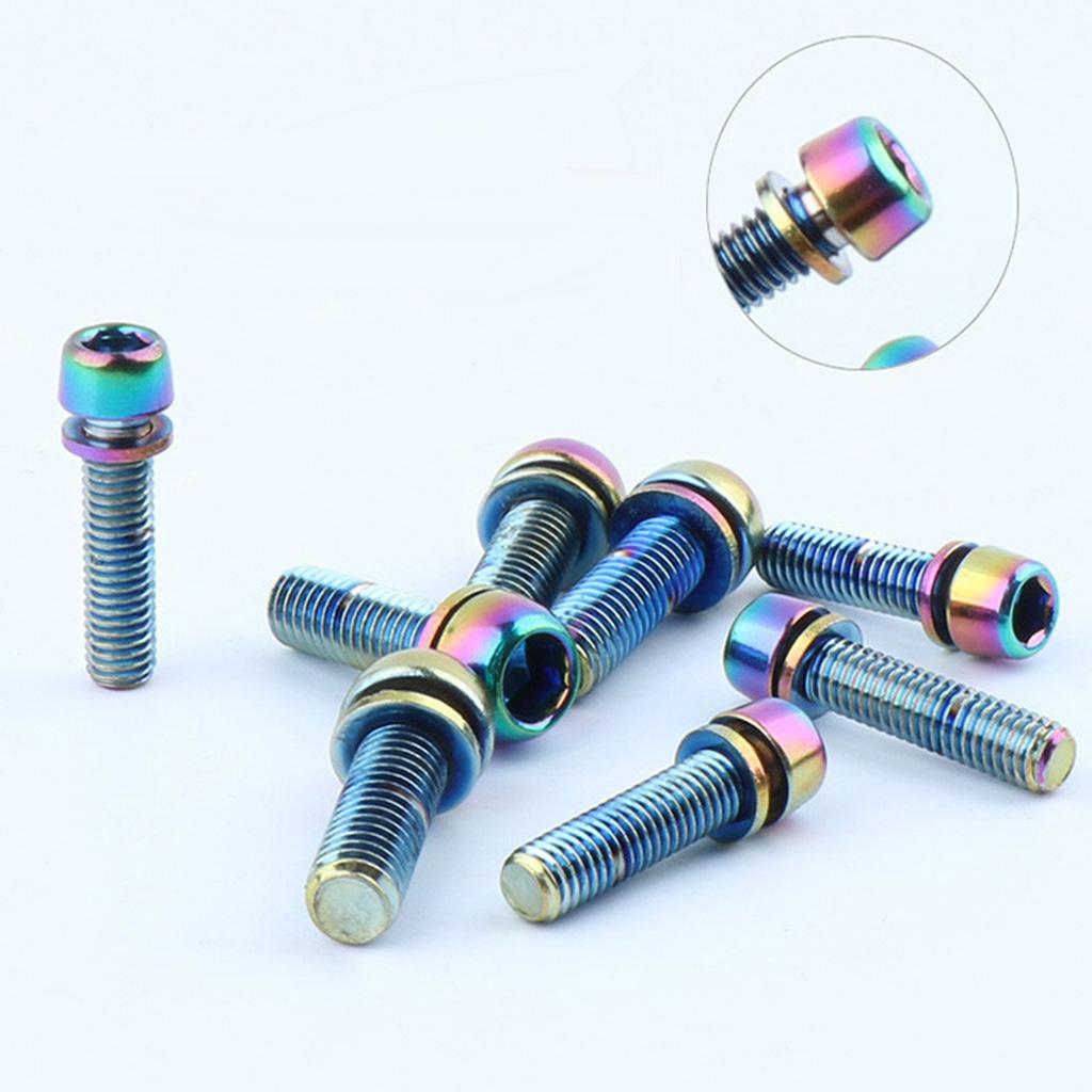 6 Pieces Bicycle Stem Bolts Ultralight Road Mountain Bike Screw 22.7x4.85mm