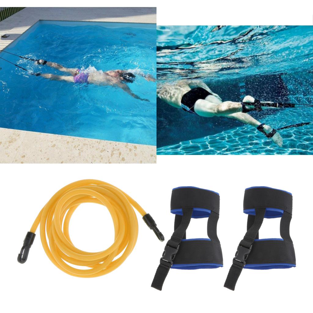 Stationary Swimmer Training Ankle Strap Bands Swim Lap Exerciser Belt Yellow