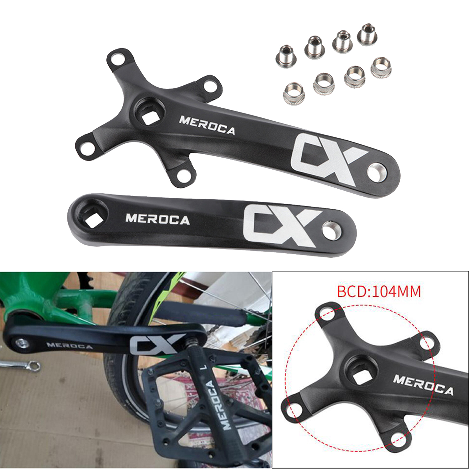 Bicycle Crank 104BCD MTB Bike Crankset for Road Bikes Crank Black