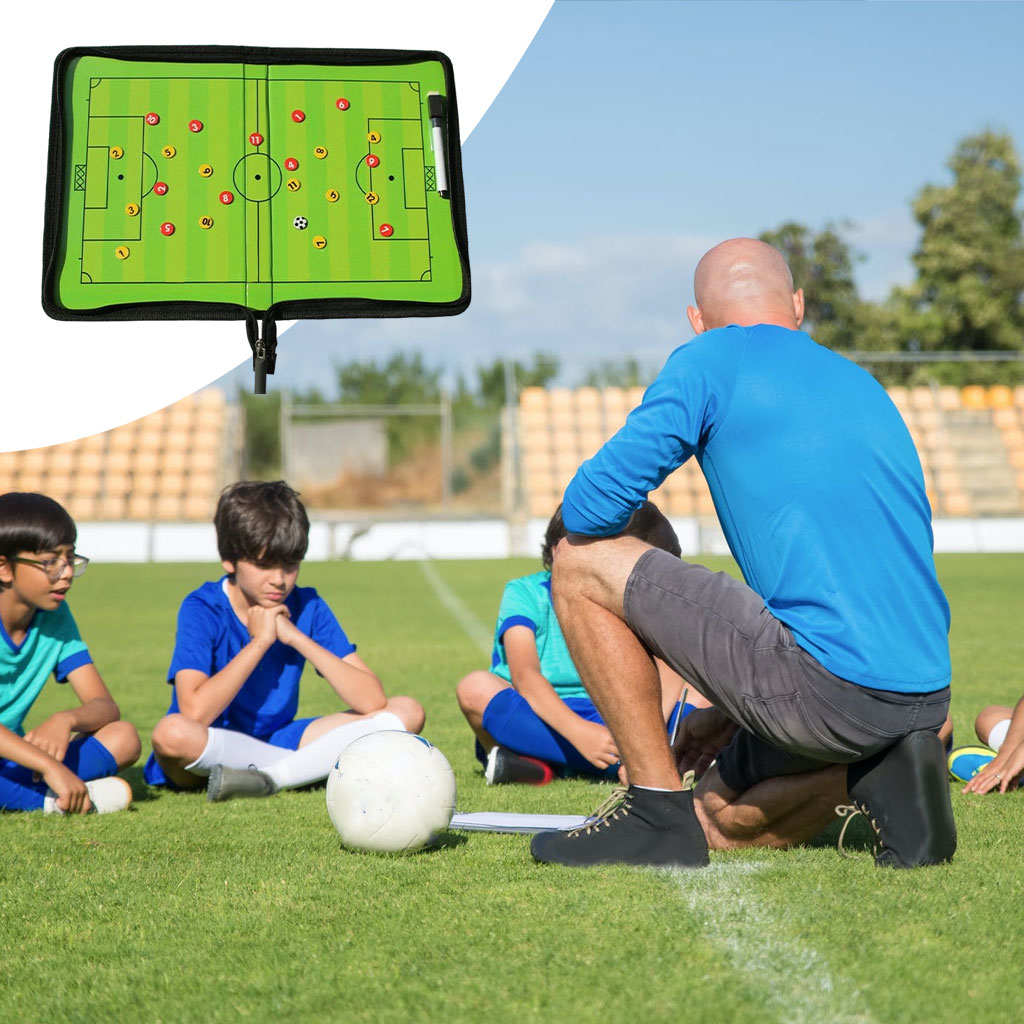 Foldable Football Coaching Board Strategy Board Training Aid with Zipper Bag
