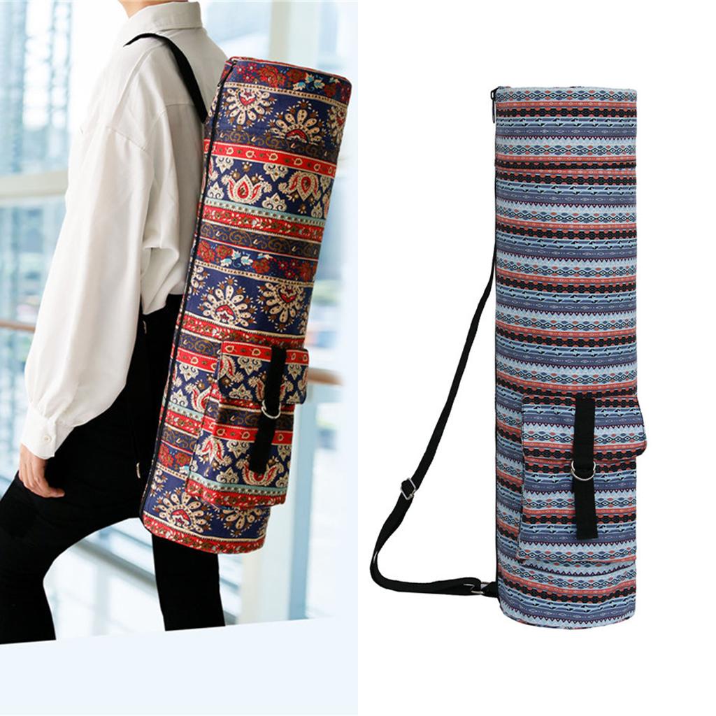 Yoga Bag Printed Storage Backpack with Shoulder Strap Ice blue