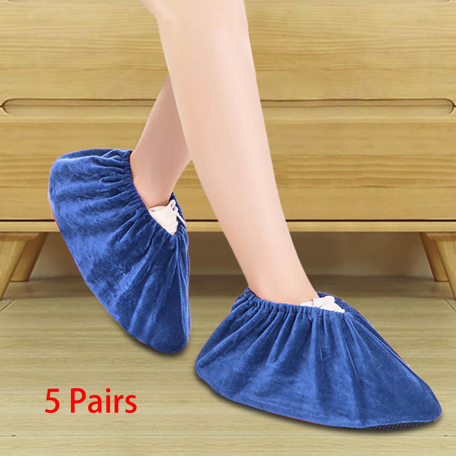 Flannel Shoes Covers Dust Proof Washable for Office Real Estate Contractors blue