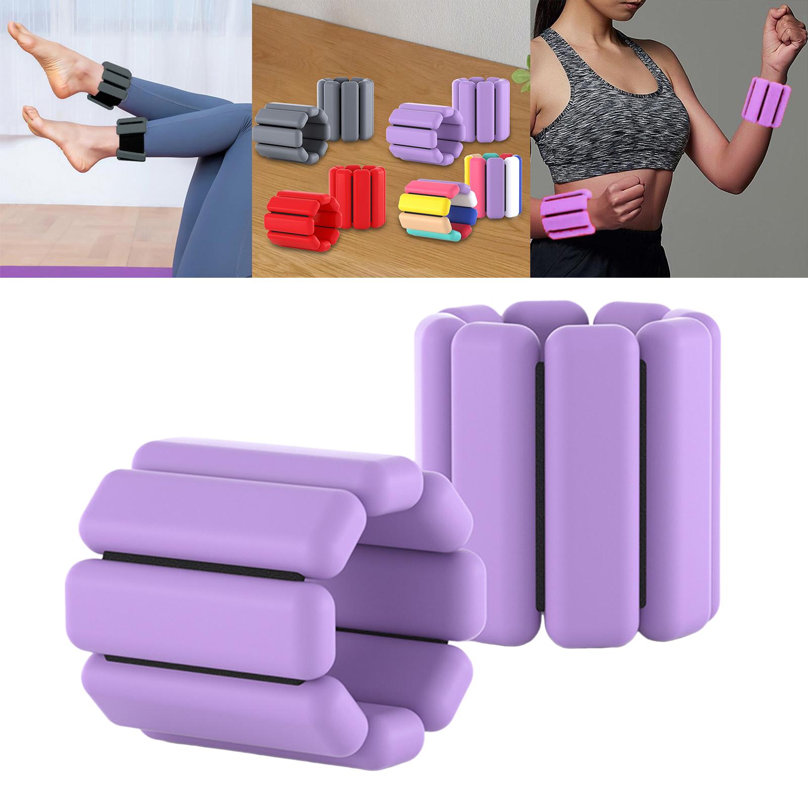 1 Pair Wearable Wrist Ankle Weights Running Dance Cardio Adjustable Yoga Violet