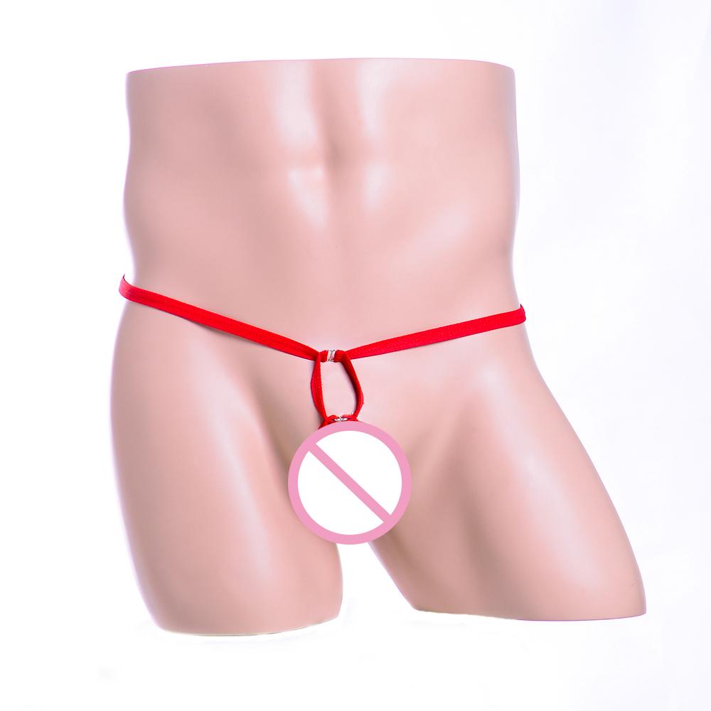 Men Thong G-String Spider Enhance Double Ring Stretch Underwear Bikini Red