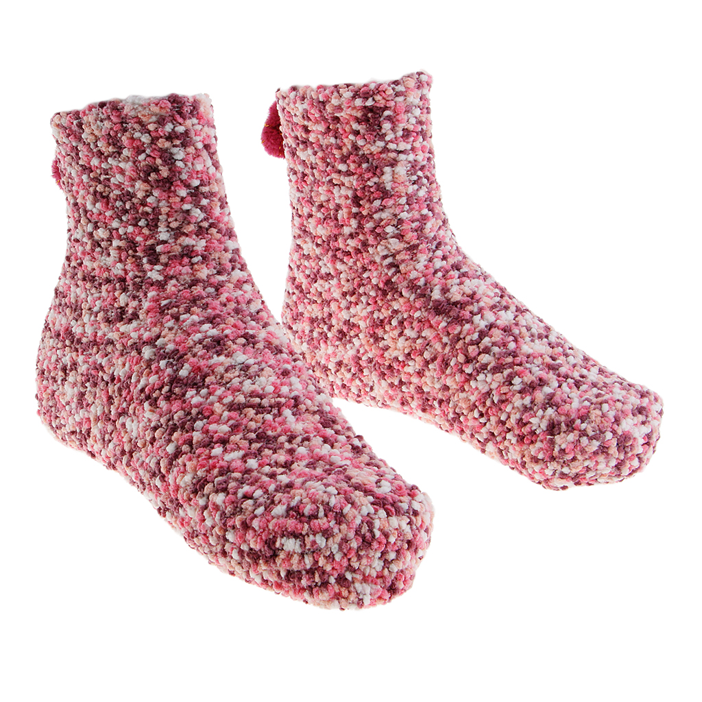 Women Girls Fluffy Soft Ankle Socks Home Bed Floor Socks Cupcake Gifts DIY Burgundy