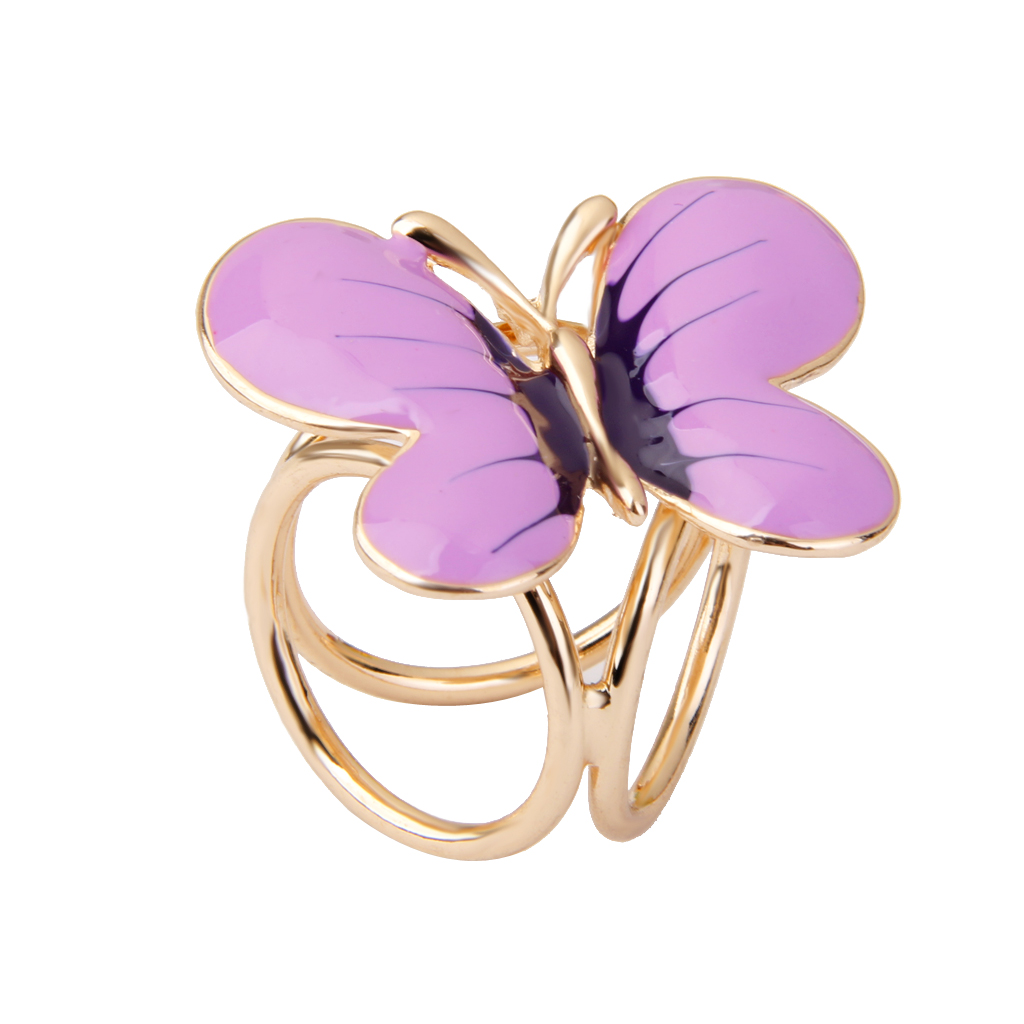 Women Bouquet Scarf Brooch Pin Wedding Party Scarf Clips Purple Butterfly