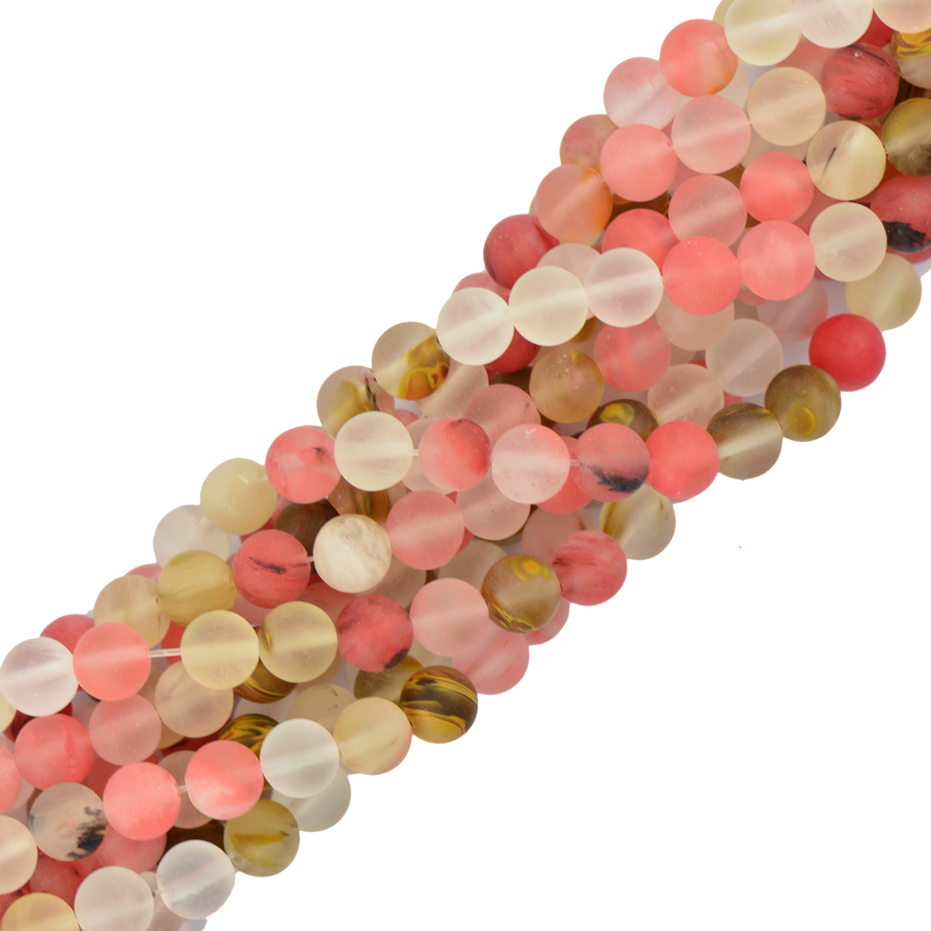 8mm Round Frost Watermelon Tourmaline Gemstone DIY Loose Beads 15'' Strand