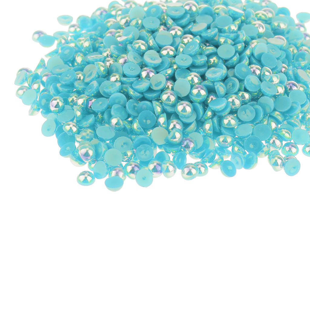 1000x Half Round Flat Back Pearls Scrapbook Embellishments 5mm Blue
