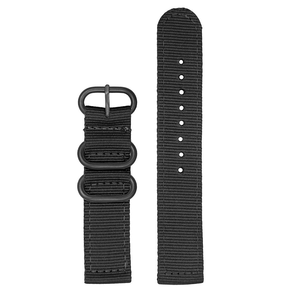 Black Woven Nylon Watch Strap Wristwatch Band Stainless Steel Buckle 18mm