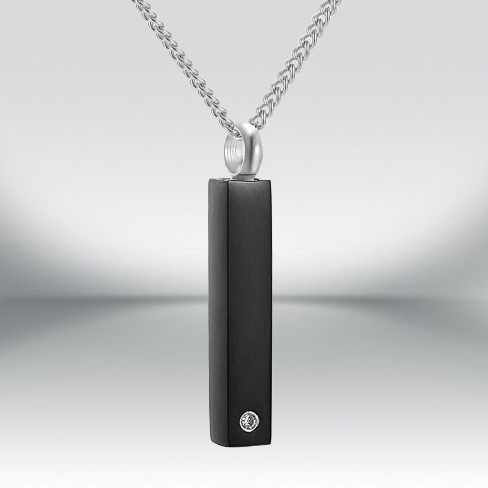 Cremation Urn Necklace Sealing Inlaid Rhinestone Container for Pet Ash Black