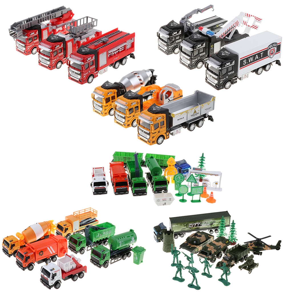 Die-cast Alloy Pull Back Engineering Truck Car Model Toy Sanitation Truck