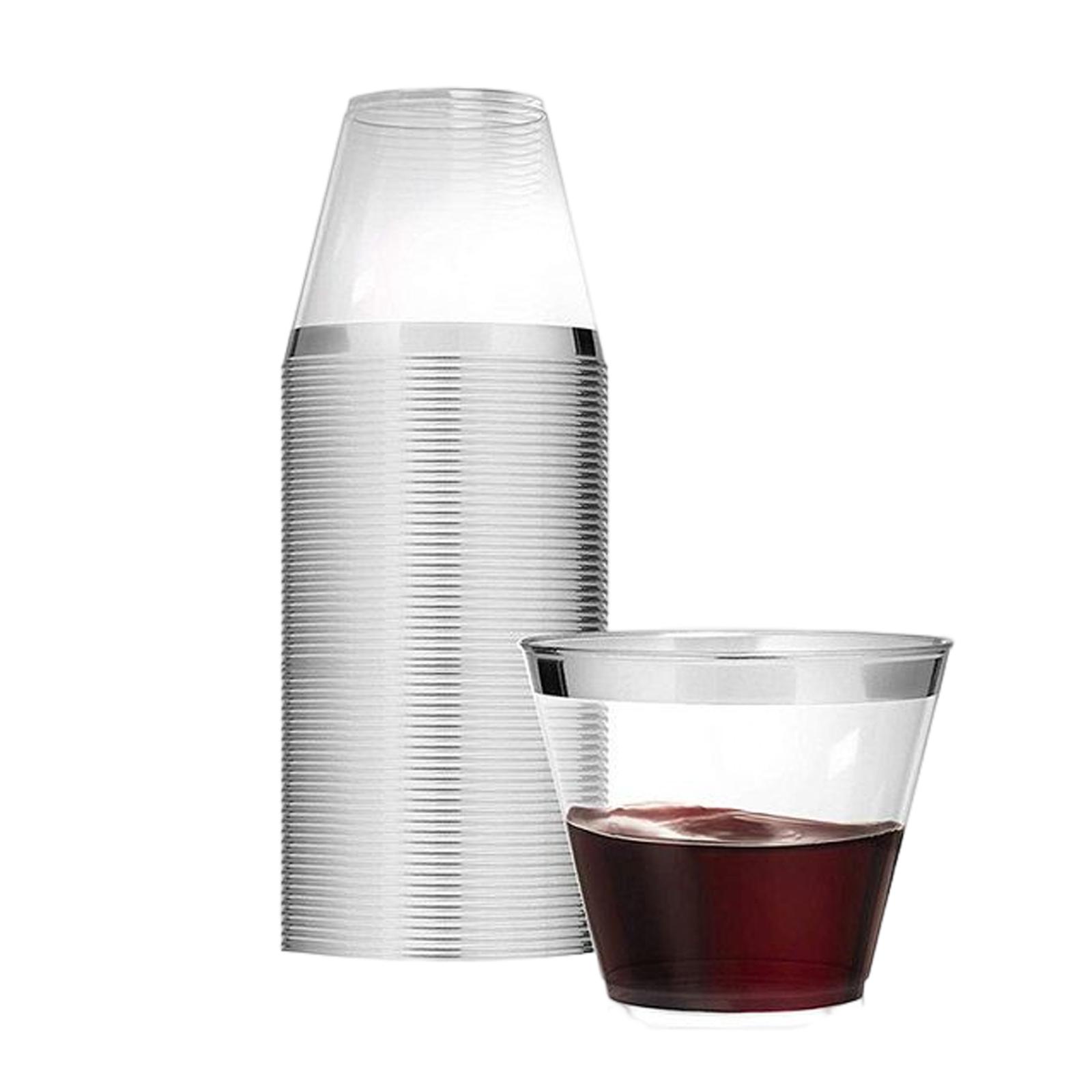 30x Clear Plastic Cups Tumblers 270ml for Birthday Halloween Party silver