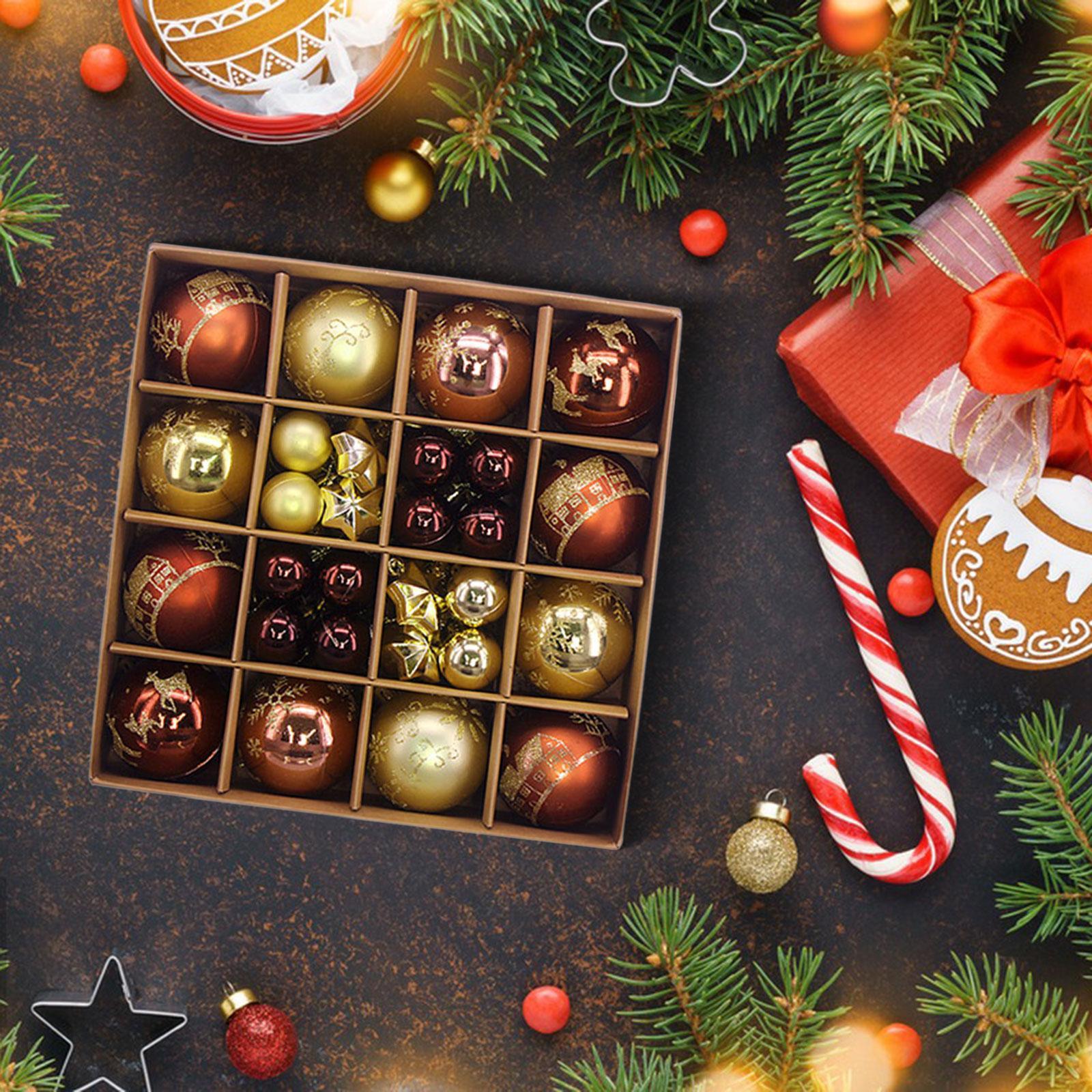 44Pcs Christmas Ball Ornaments Charm Pendants for Restaurant Hotel Birthdays Brown