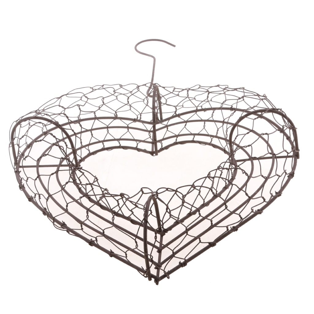 26cm Retro Iron Heart Shape Succulent Pot Metal Hanging Planter Plant Holder