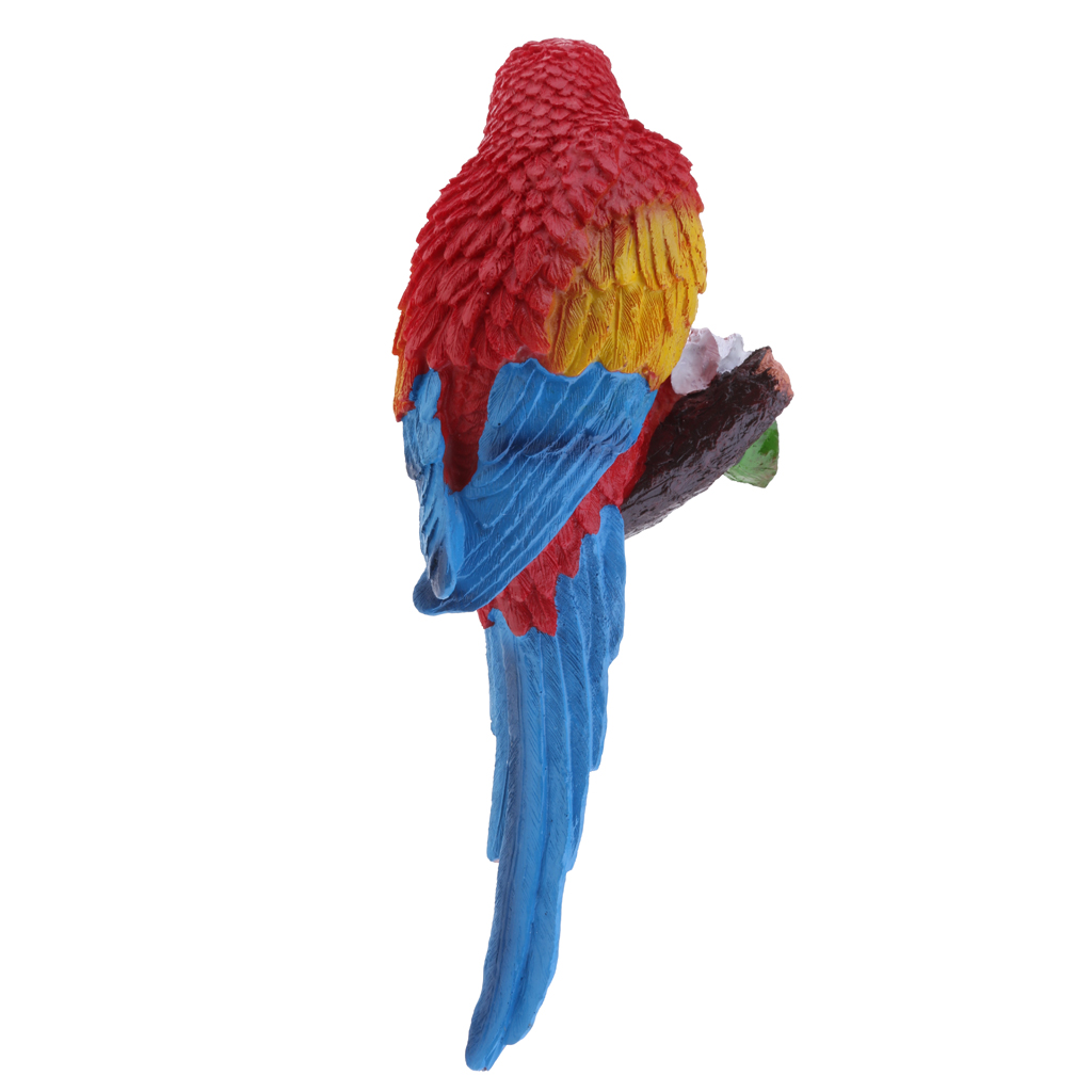 Simulation Parrot Birds Sculpture Wall Hanging Cute Macaw Resin Craft Red#2