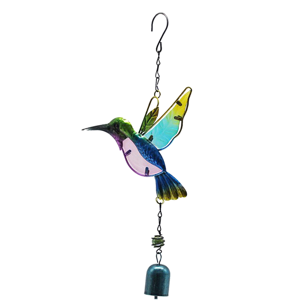 Outdoor Wind Chimes Hanging Musical Wind Chime Blue Hummingbird with Bell