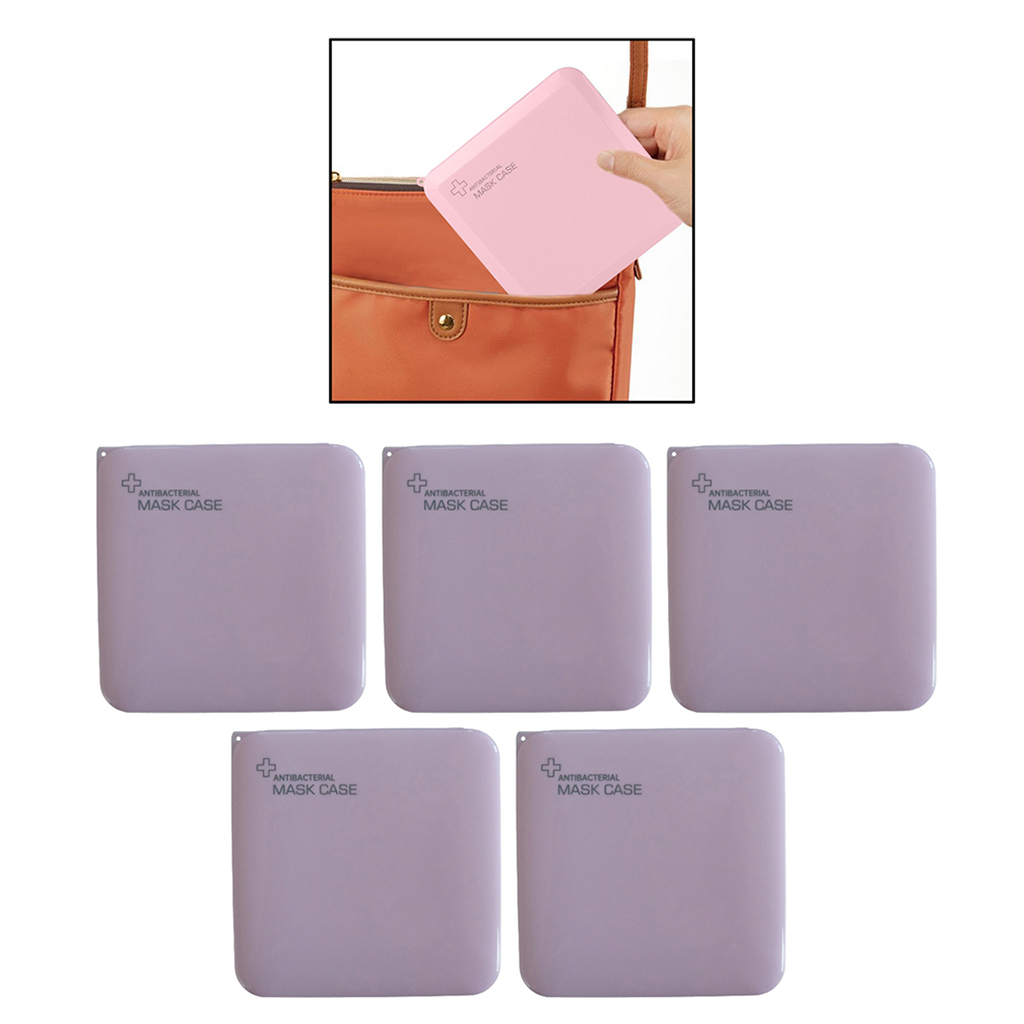 Portable Face Mask Storage Bag, Pollution Prevention, Dustproof Pink 5pcs