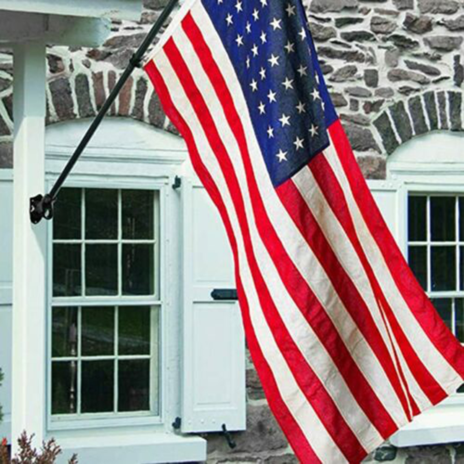 Flag Pole Display Bracket Aluminum Garden Wall Mount Base White