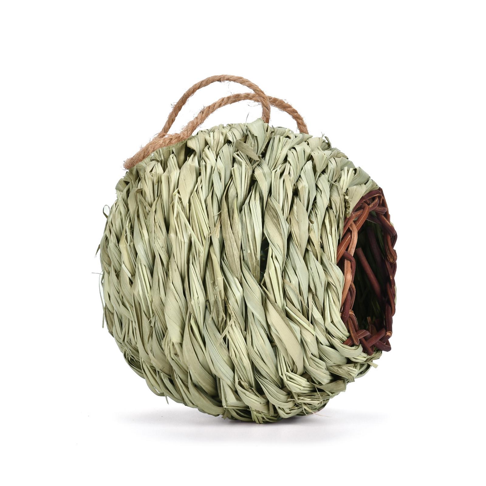 Bird House Straw Hand Woven Outside Hanging Hut for Garden