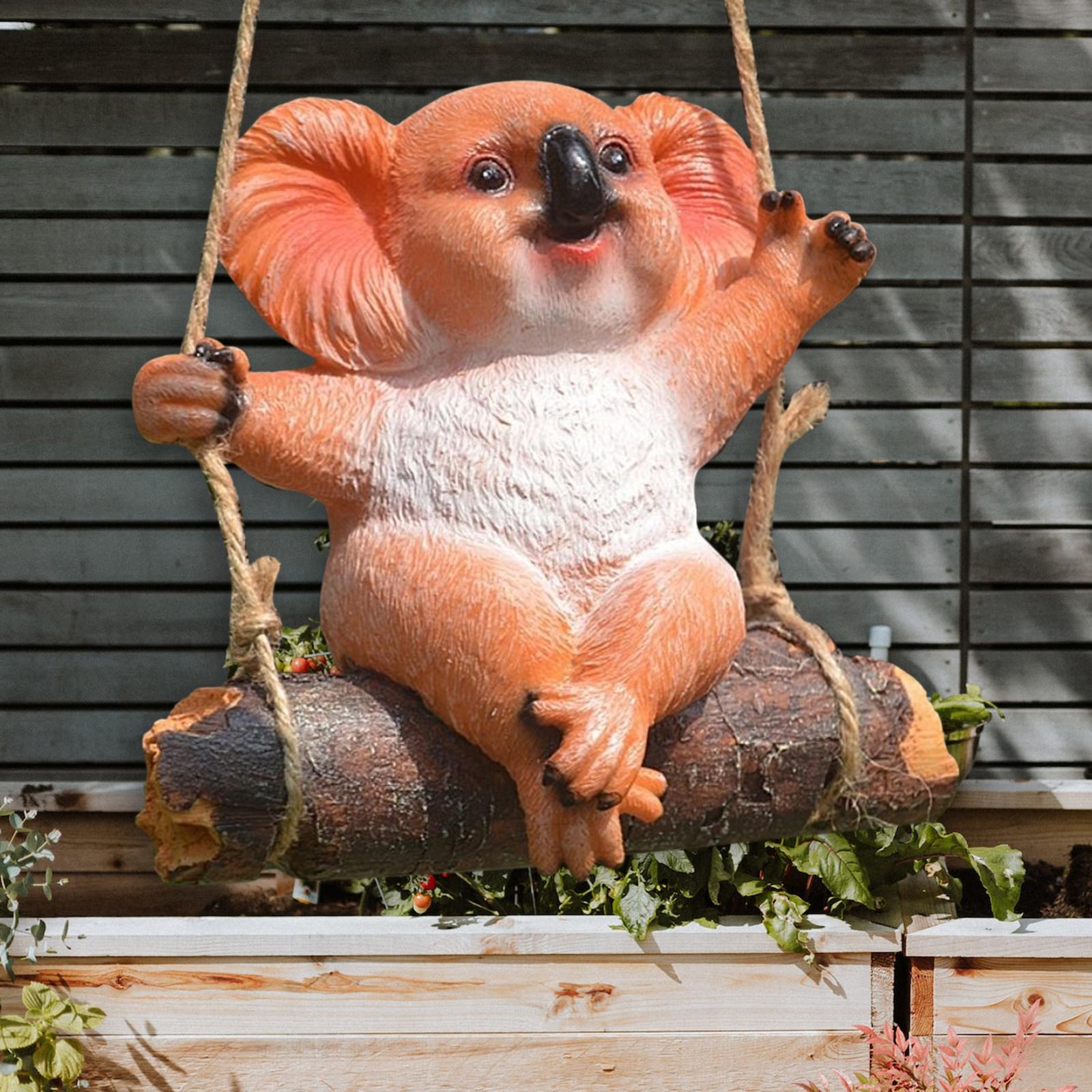 2Pcs Hanging Swing Animal Statue Garden Sculpture Accessories