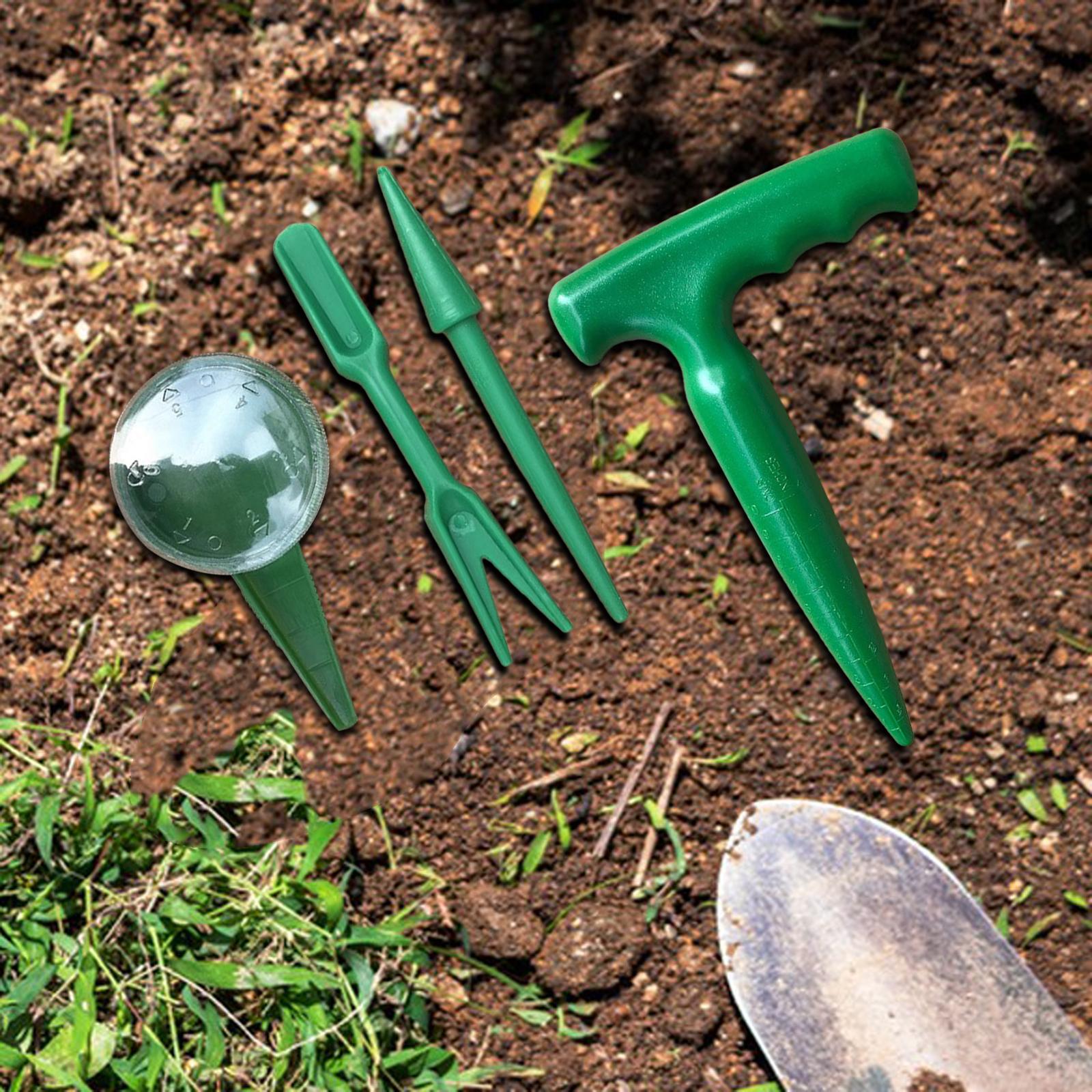 4Pcs Sowing Seed Dispenser Set Lightweight Manual Seedling Dibber and Widger