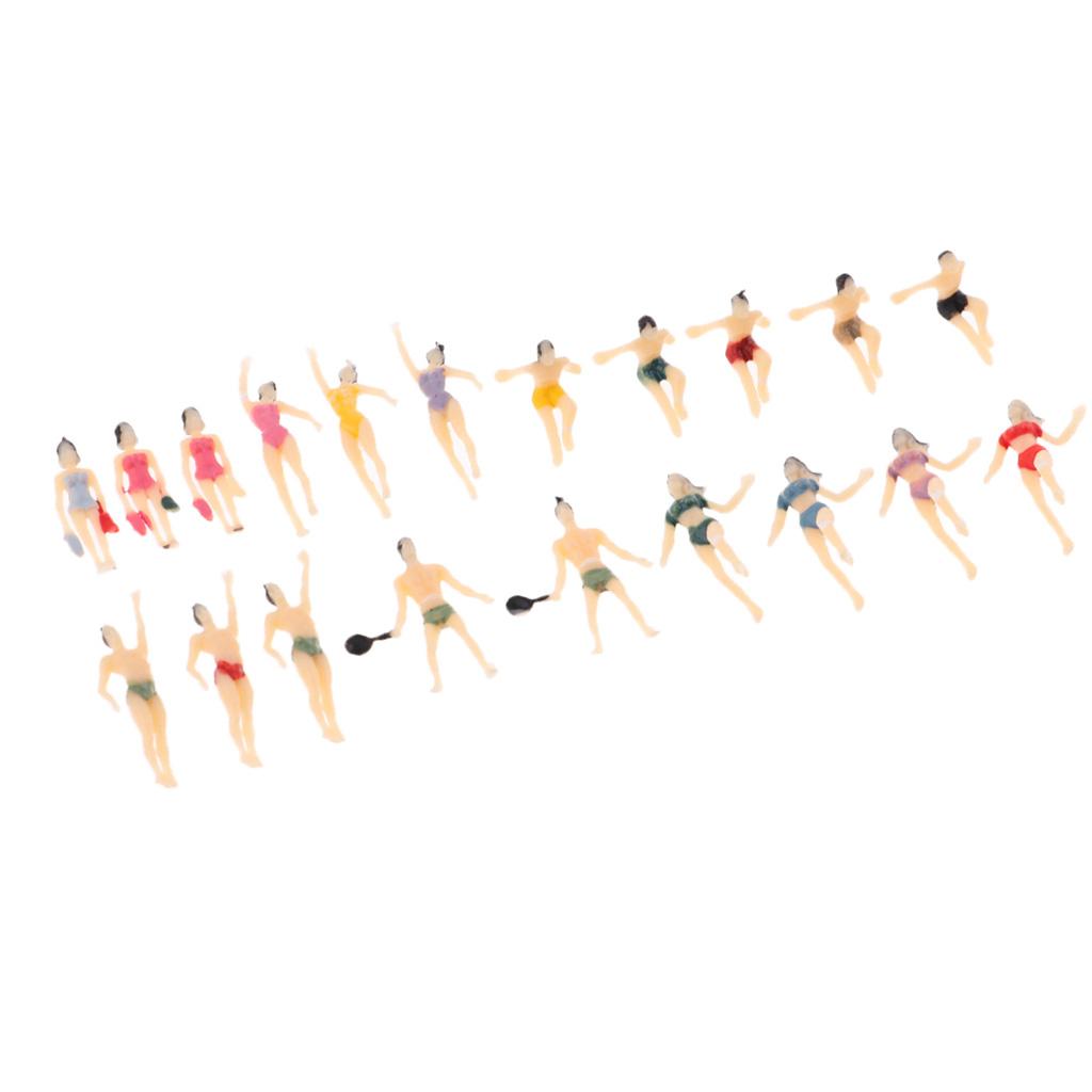 4x20 Pieces HO Scale 1:100 Painted Model Figures People Swimmer