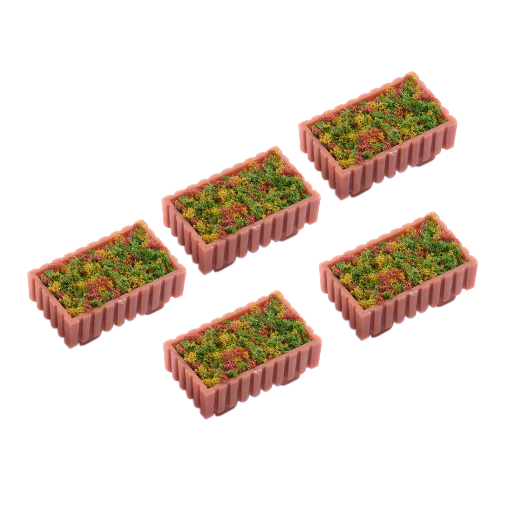 5 Pieces Rectangle Flower beds Fairy Garden Dollhouse Decoration