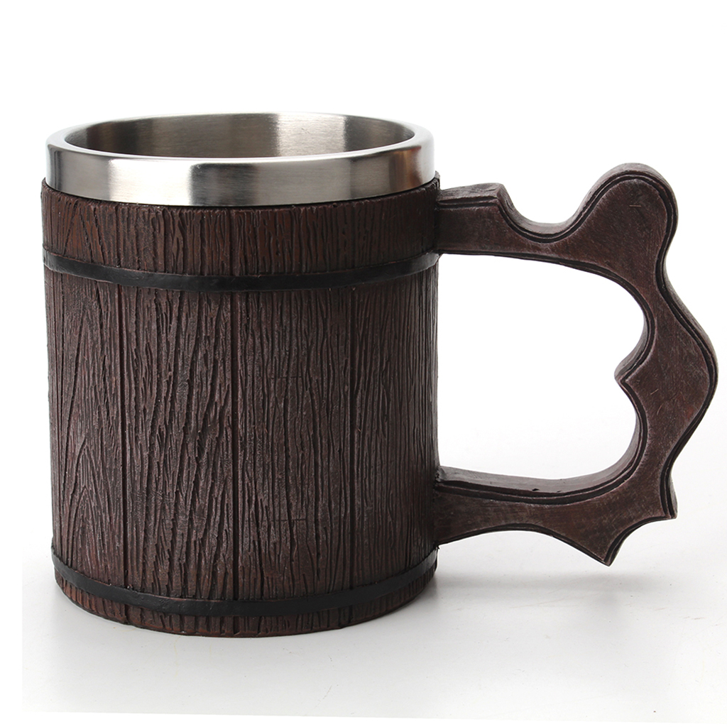 Stainless Steel Mug Imitation Wood Cup Beer Coffee Cup Christmas Cup