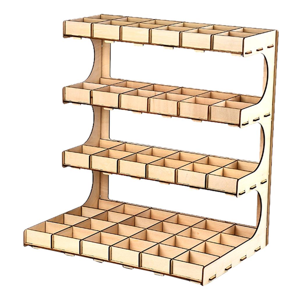 DIY Wooden Paint Rack Ink Storage Organizer 4-layer 60-grid