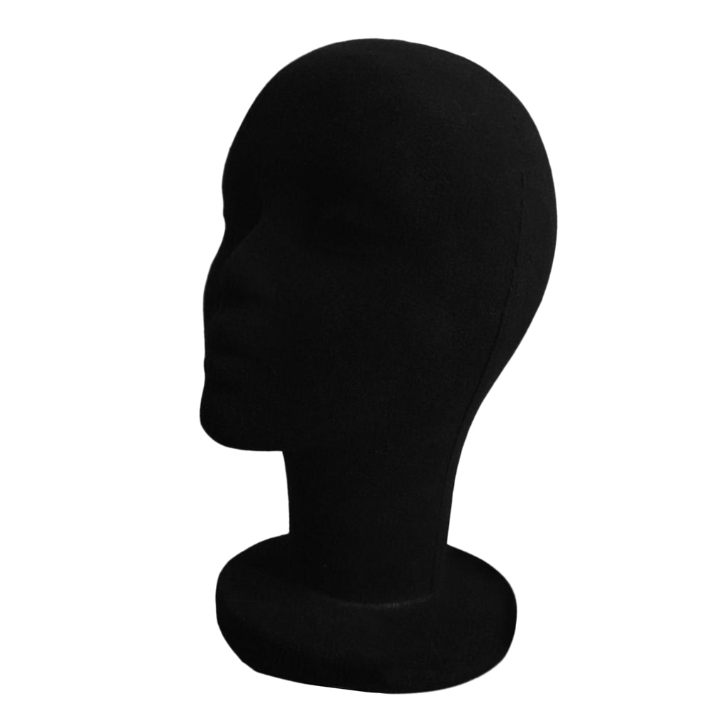 Foam Flocking Male Mannequin Head Model Hat Wig Display Stand Rack Black