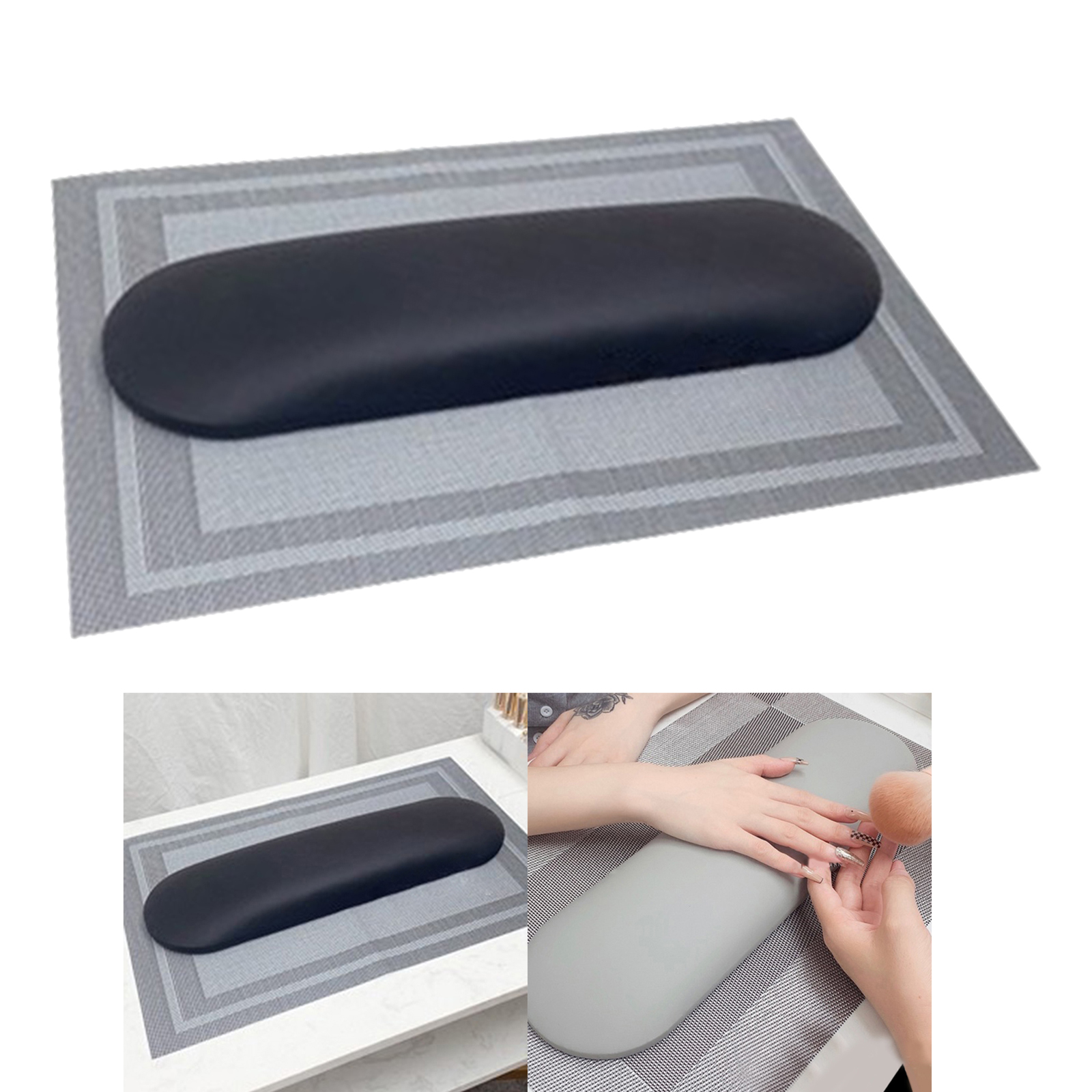 Nail Art Hand Pillow Cushion Table Pad for Home Salon Black 