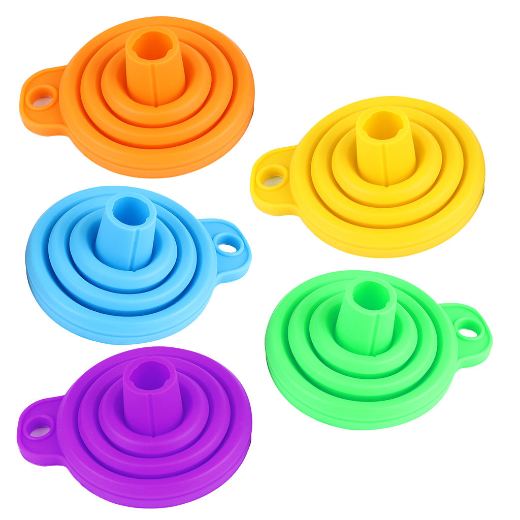 Folding Retractable Funnel Household Silicone Oil Leak Kitchen Small Liquid Orange