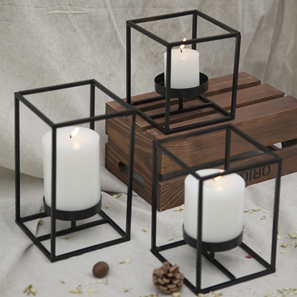 Iron Square Table Stand Candle Holder, Wedding Votive Candle Tea Light