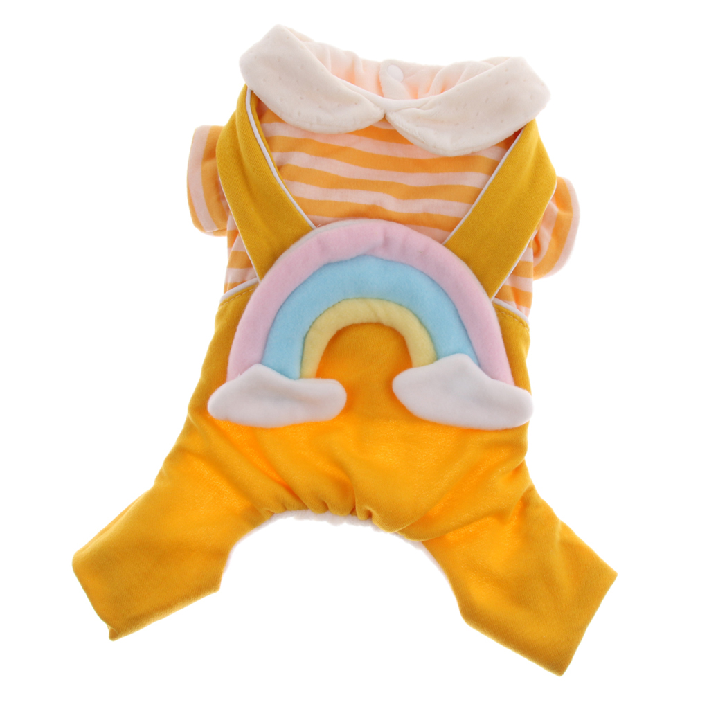 Rainbow Striped Pet Dog Clothes Teddy Small Dog Cotton Coat  Yellow XL