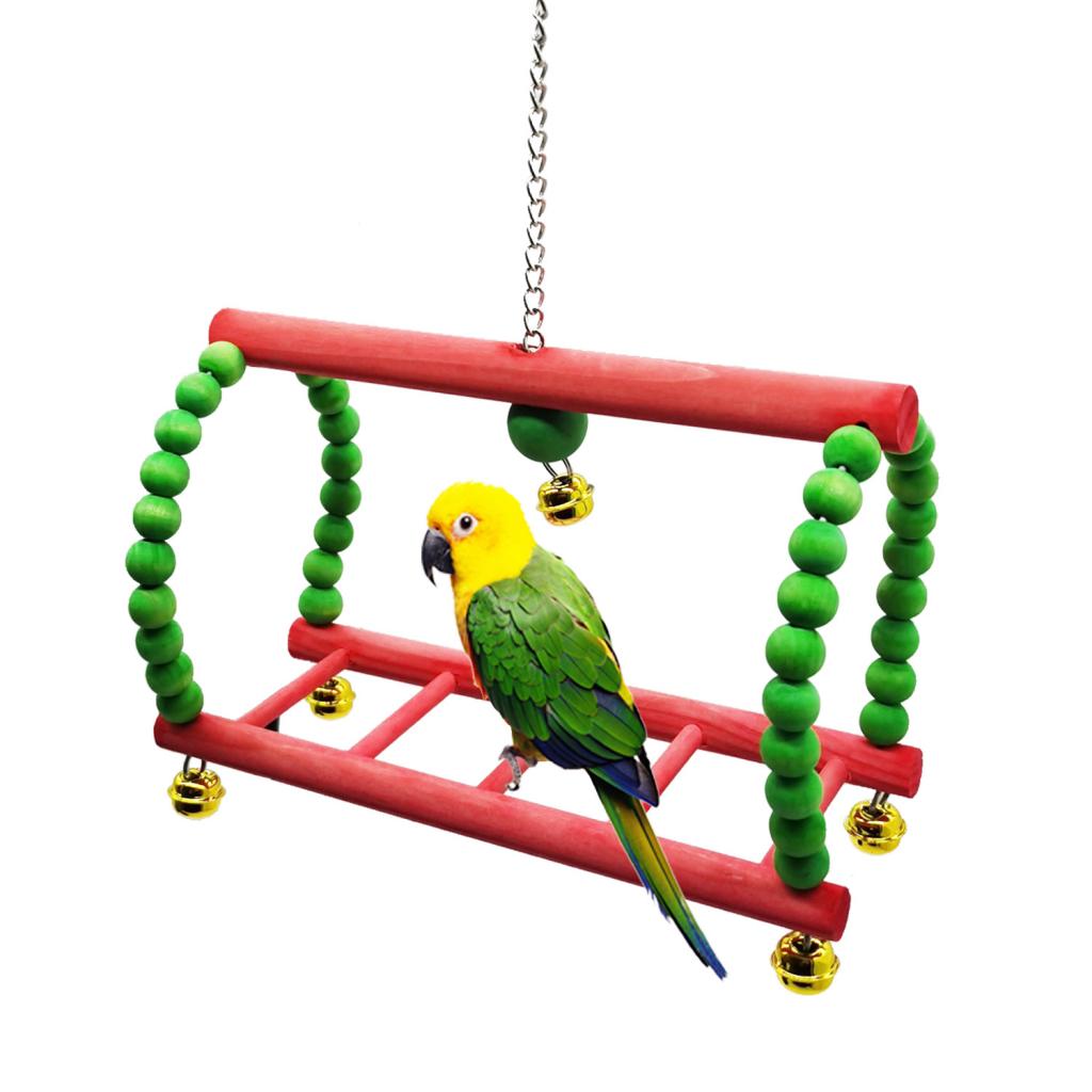 Birds Cage Hanging Swing Toys Ladder Stand Perch For Small to Large Birds