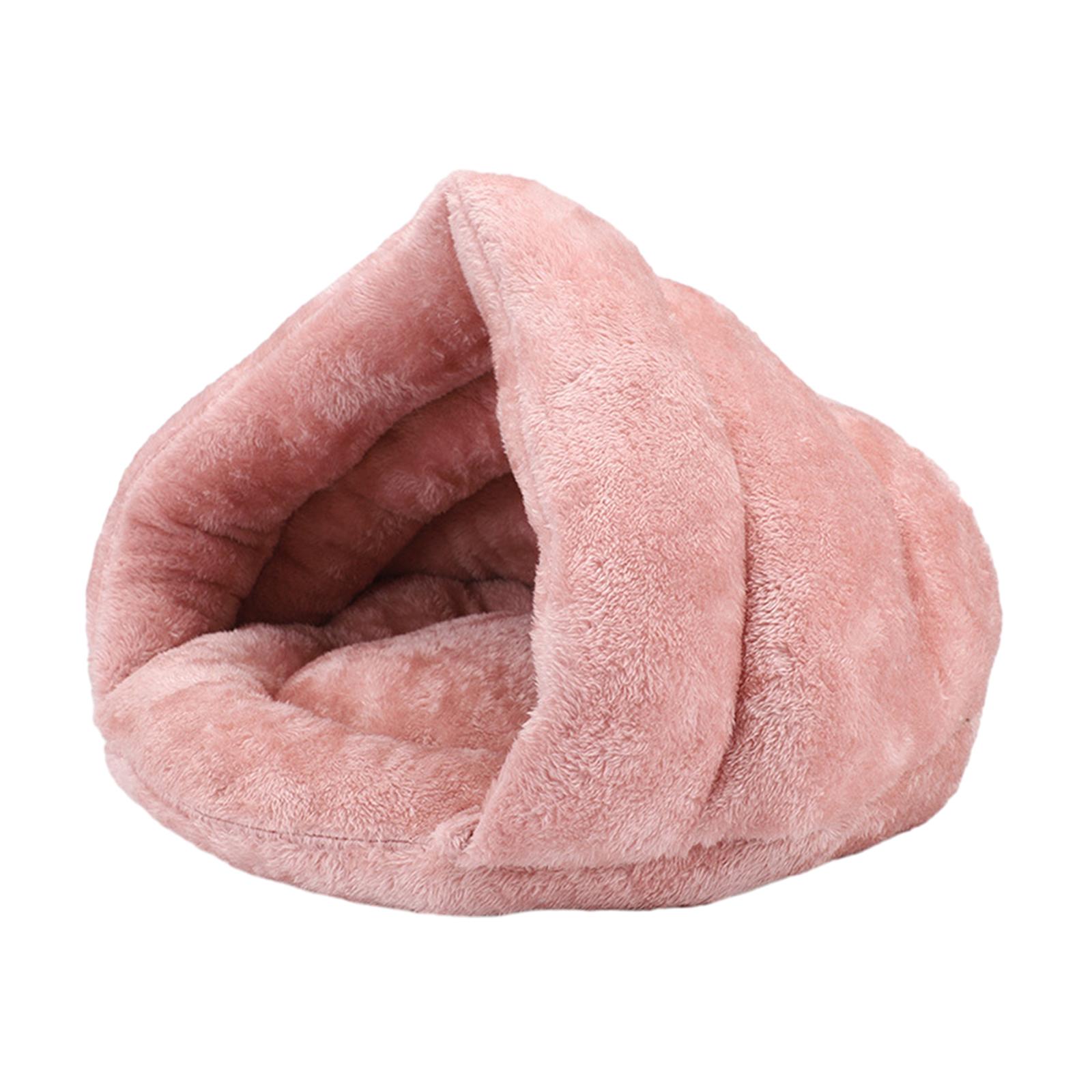 Pet Bed Soft Cat Lounger Snooze Slepping Triangle Cushion Nest Pink M