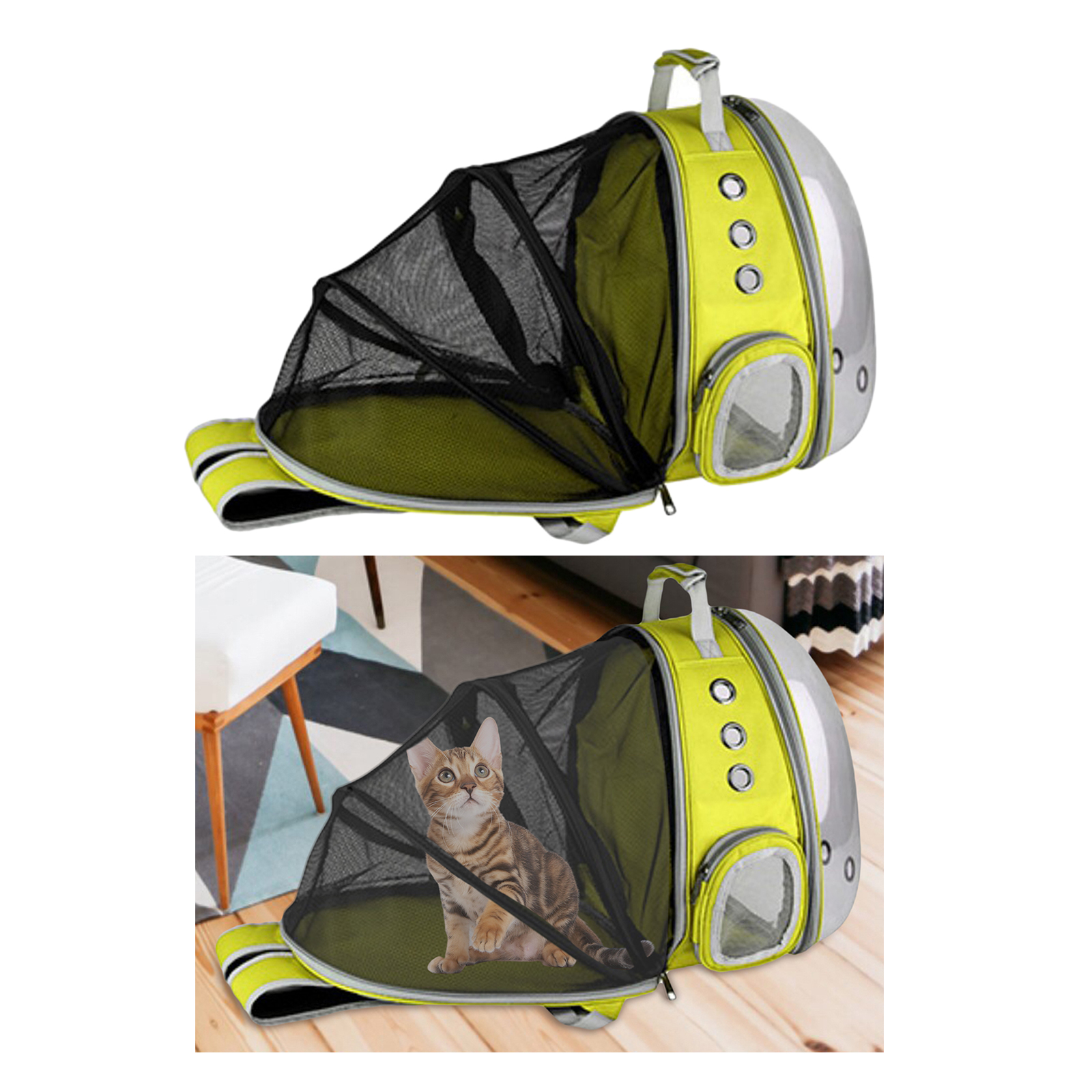 Expandable Cat Carrier Clear Bubble Backpack for Sightseeing Outdoor Yellow