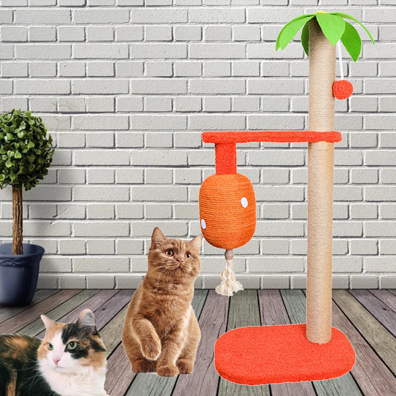 Durable Cat Scratching Post Scratcher W/Lantern Interactive Toy Coconut Tree Red