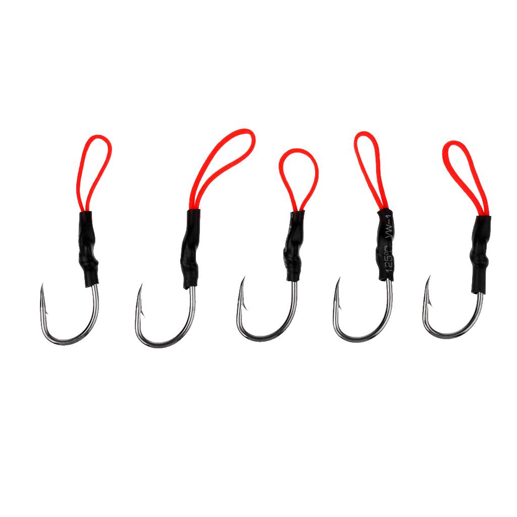 5 Pieces Sea Fishing Jigging Assist Rig Hook with Line Assorted Size Hooks eBay