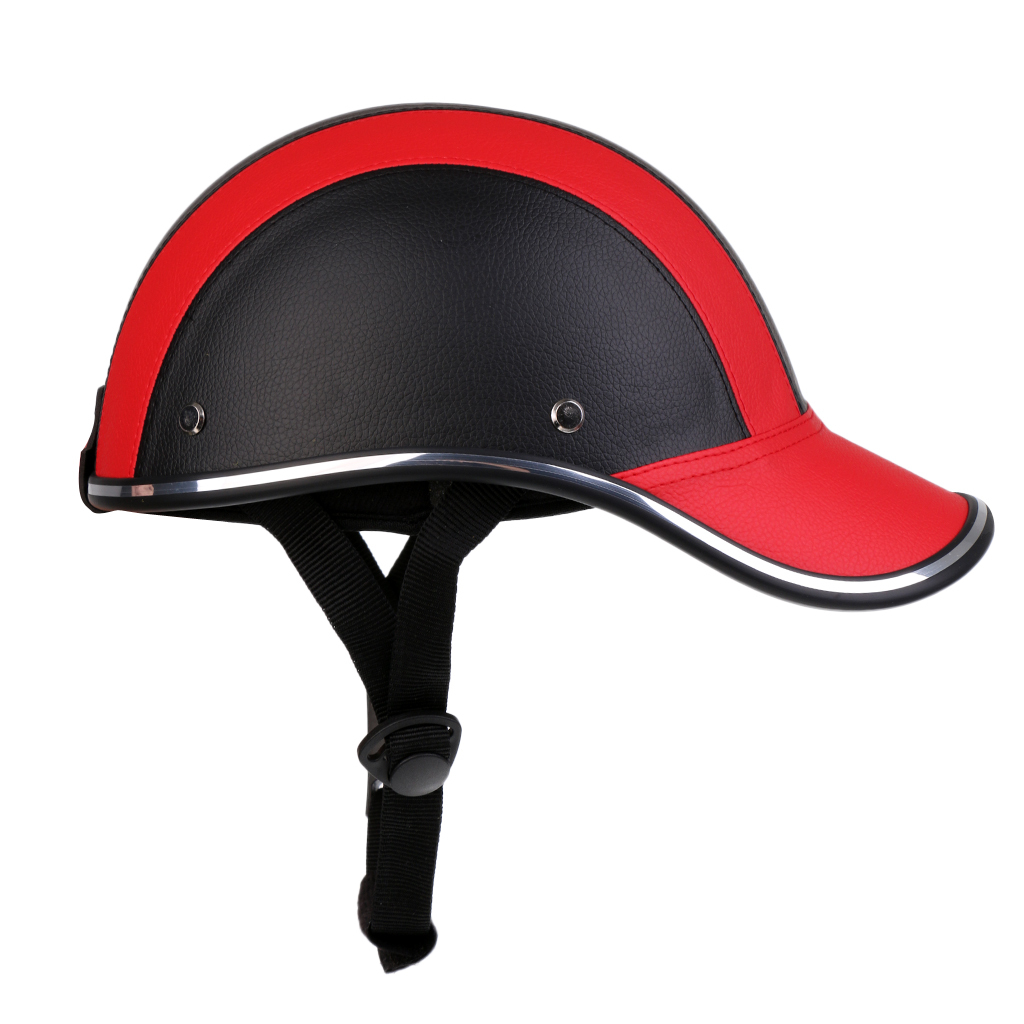 Motorcycle PU Leather Helmet Vintage Motocross Half Hat Baseball Cap Style Visor | eBay